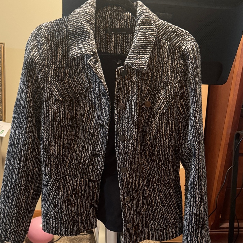 White House Black Market Textured Black and White Jacket